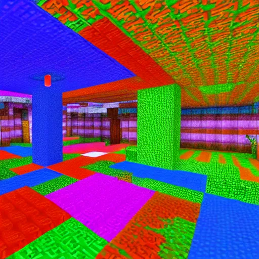 Prompt: psychedelic Minecraft world