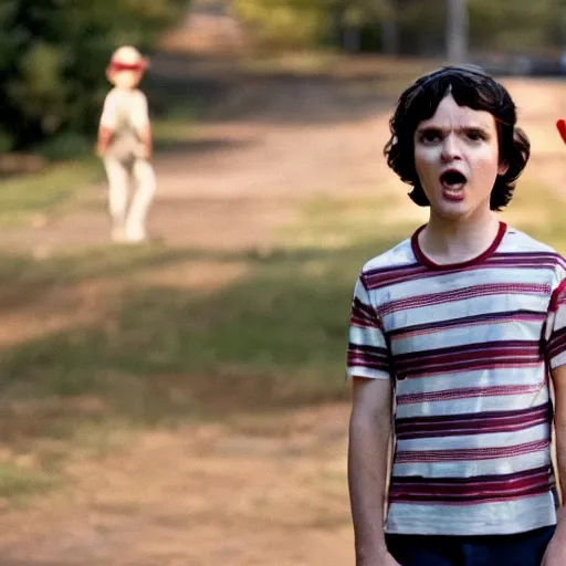 Prompt: film still of Henry Thomas as Mikey in stranger things, 4k