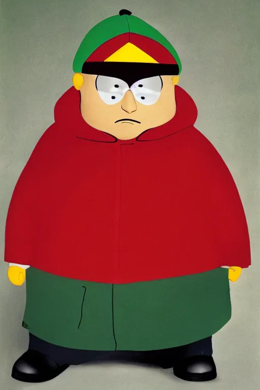 Image similar to Eric Cartman from South Park as a real life person, realistic photo, by Annie Leibovitz