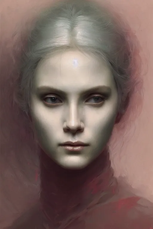 Prompt: Portrait of beautiful pale T\'Pol, artstation, painted by Wayne Barlowe and Greg Rutkowski and zdislav beksinski and Ruan Jia and Mandy Jurgens and Artgerm and william-adolphe bouguereau