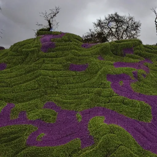 Image similar to purple kudzu, eldritch abomination, abandoned city, post apocalyptic