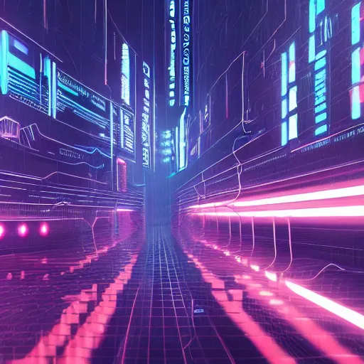 Image similar to lost in a nightmare glitchcore cyber world, photoreal, bladerunner 2 0 4 9, wires, machines, digital displays, brutalist megastructures