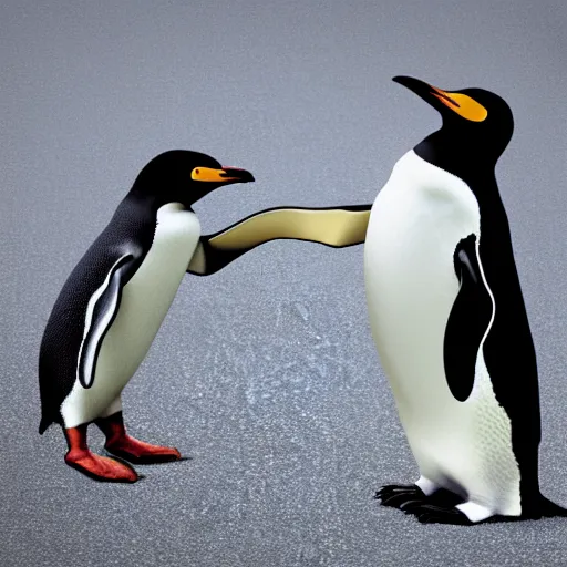 Prompt: penguin using computer