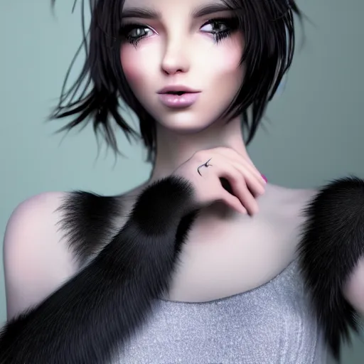 Prompt: beautiful furry girl cat version hyperrealistic furry human beautiful fantastic