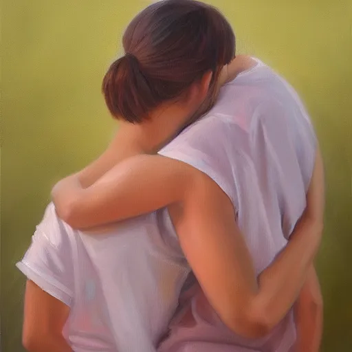 Image similar to love is patient love is kind, photorealistic oil painting, trending on artstation