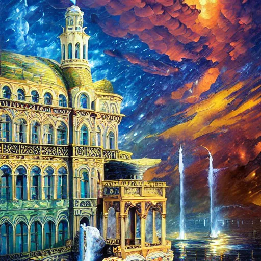 Prompt: palace by james christensen, rob gonsalves, paul lehr, leonid afremov and tim white