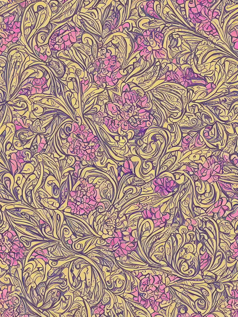 Prompt: repeatable ornate decorative pattern background, digital asset, line art, watercolour, pretty flowers, leaves, pbr, 8 k, kdp, perfect symmetry, in the style of, stamperia, and graphic 4 5,