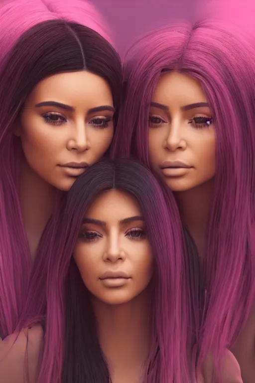 Image similar to 3d realistic dramatic infrared photo of kim kardashian and kylie jenner as schoolgirls falling in a dark subway station in Japan. Close-up portrait. There are pink palm trees and translucent glowing jellyfish flying around. Volumetric composition. Pastel colors in the style of Hiro Kiyohara, redshift, octane, trend artstation, cinematic, hyper realism, high detail, 8k