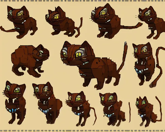 Image similar to king cat character reference sheet, pixels, trending on artstation, indie games, voxels