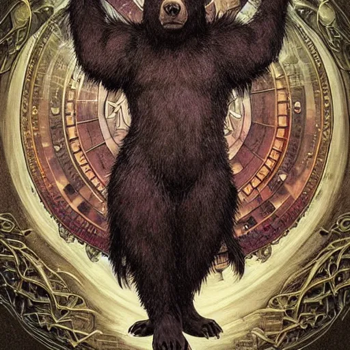 Prompt: ““Bearskin rug that has come to life in a magic school, fantastic beast, creature design, D&D, fantasy, intricate, cinematic lighting, highly detailed, digital painting, artstation, concept art, smooth, sharp focus, illustration, art by Artgerm and Greg Rutkowski and Alphonse Mucha”