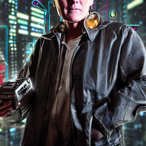 Prompt: Anthony Head as Cyberpunk Uther