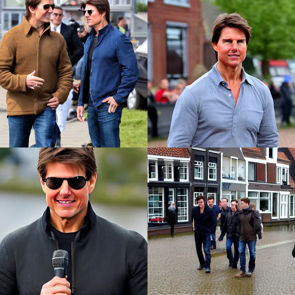 Prompt: tom cruise visiting maassluis, photograph