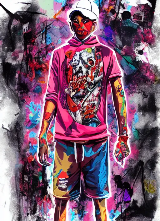 Image similar to zombie full body male modeling hiphop streetwear drip, tristan eaton, victo ngai, artgerm, rhads, ross draws