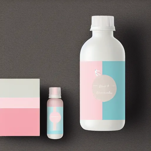 Image similar to pastel color, packaging design, kids products, gift packaging, bottle and label, behance, pintrest, kids, packaging, organic shapes, pattern