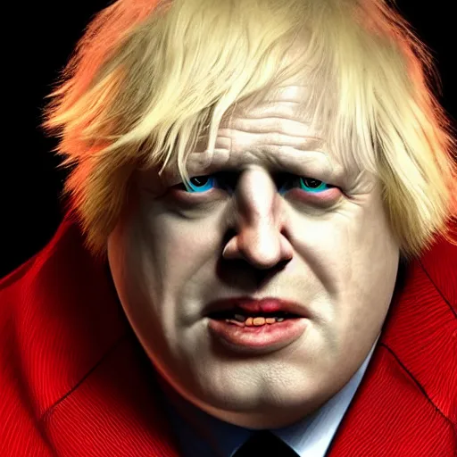 Image similar to boris johnson as evil marvel character, photorealistic, villain, 8 k