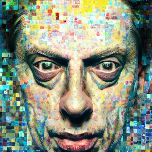 Image similar to a realistic octane render of steve buscemi, physically based rendering of chrome plated steve buscemi, trending on artstation, by archan nair and marlene dumas, intricate details, gilded, in the style of frank auerbach