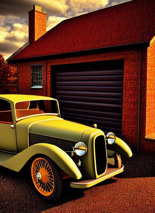 Image similar to ( morris garage model b ( vehicle ) ) sharpfocus, photorealism, soft diffuse autumn lights, some sun light ray, dark room wall, canon 5 d 5 0 mm lens