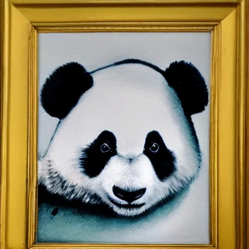 Image similar to a panda in the style of the famous artist