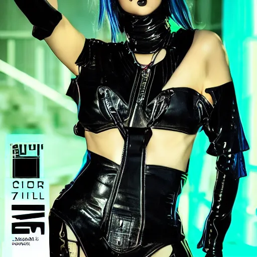 Prompt: cyber punk fashion magazine cover, girl, real, posing, ultrareal