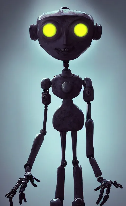 Image similar to a robot in the style of the stop motion movie coraline, dynamic lighting, fantasy concept art, trending on art station, stunning visuals, creative, cinematic, ultra detailed