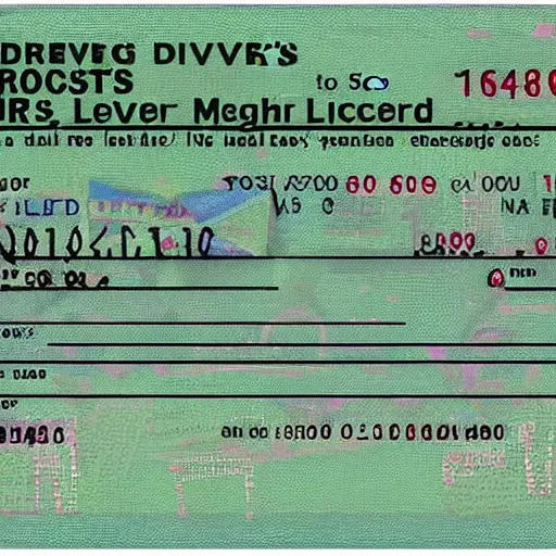 Prompt: a scan of shrek's driving license