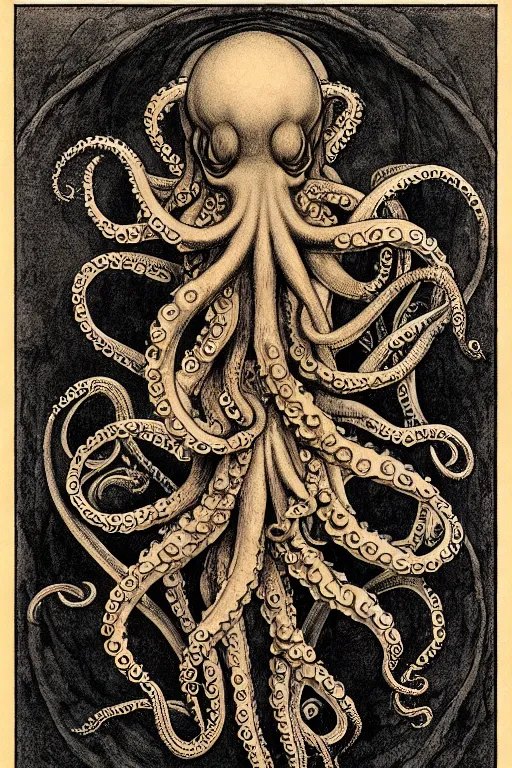 Image similar to occult diagram of octopus in the style of wayne barlowe, gustav moreau, goward,  Gaston Bussiere and roberto ferri, santiago caruso, denis forkas, jose gabriel alegria sabogal, composition by austin osman spare