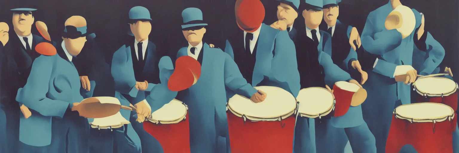 Image similar to drum line painting magritte