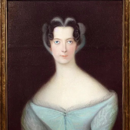 Prompt: portrait of an ice blue - eyed woman, by edmund blair