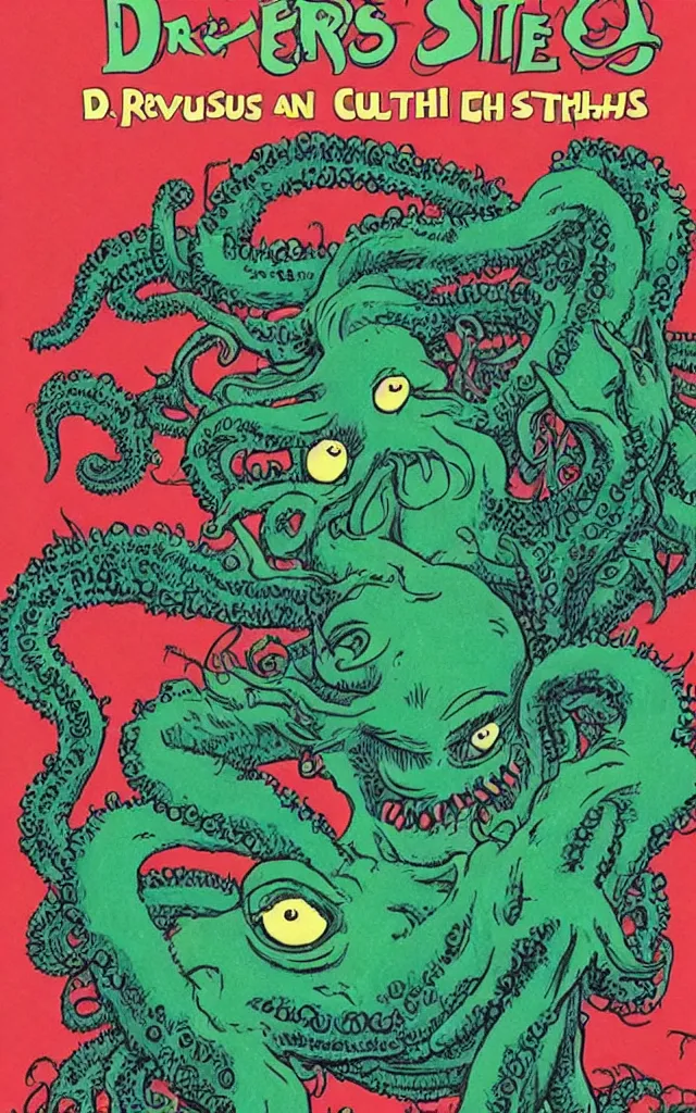 Prompt: cover of a dr seuss book about cthulhu