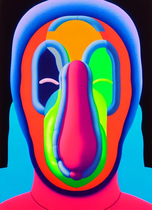 Image similar to person wearing a balaclava by shusei nagaoka, kaws, david rudnick, airbrush on canvas, pastell colours, cell shaded, 8 k