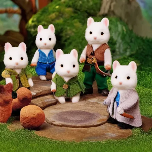Image similar to lord of the rings calico critters in the shire