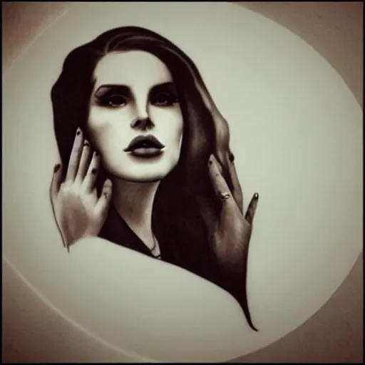 Image similar to Lana del rey tattoo design, photorealistic, dramatic