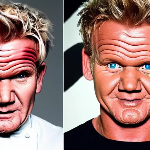 Image similar to Gordon Ramsay as a cyborg