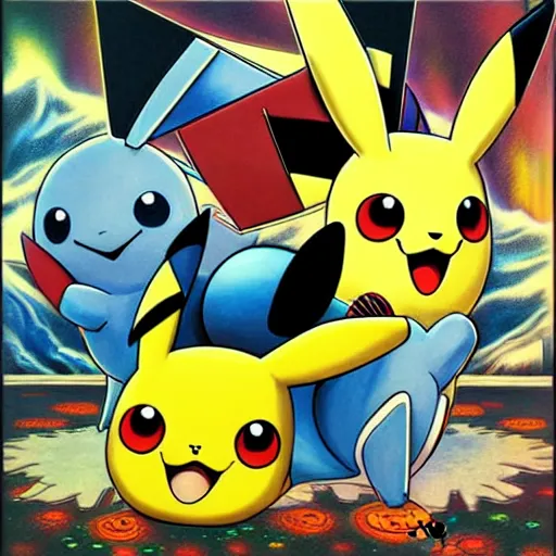 Image similar to bauhaus pokemon airbrushed hip hop album cover art, conceptual mystery pokemon, intricate detailed painting, illustration sharp detail, manga 1 9 9 0