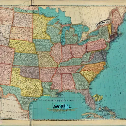 Prompt: the map of america in 1 8 3 6 make the lines right