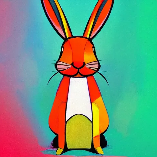 Image similar to a cute colorful rabbit in the style of cubism and impressionism, artstation