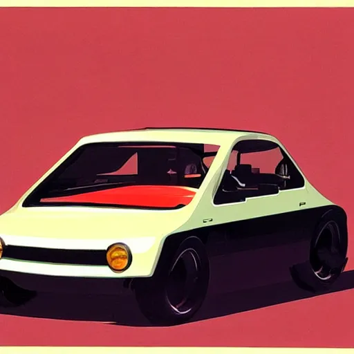 Image similar to concept art of a tiny car, painted by syd mead, high quality