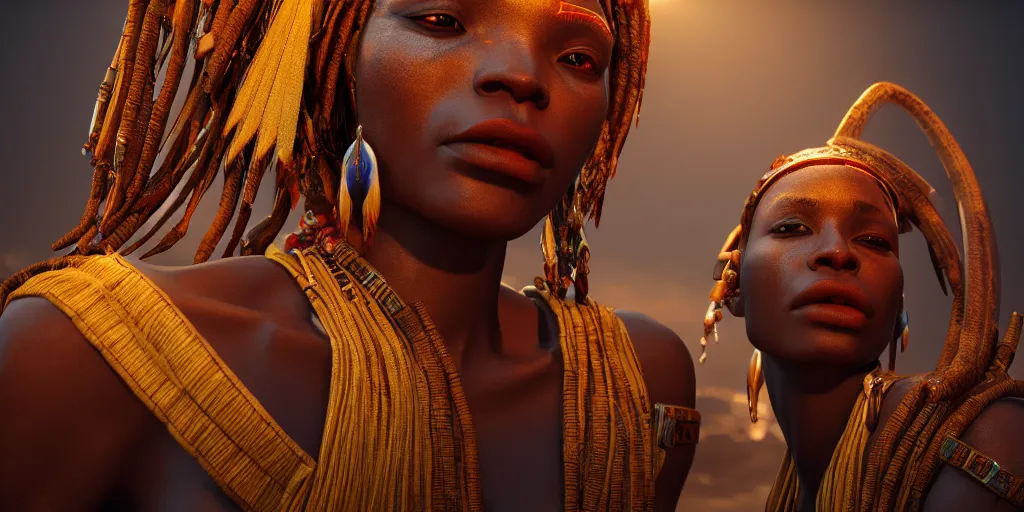 Image similar to : african shamen , immaculate scale, hyper-realistic, Unreal Engine, Octane Render, digital art, trending on Artstation, 8k, detailed, atmospheric, immaculate