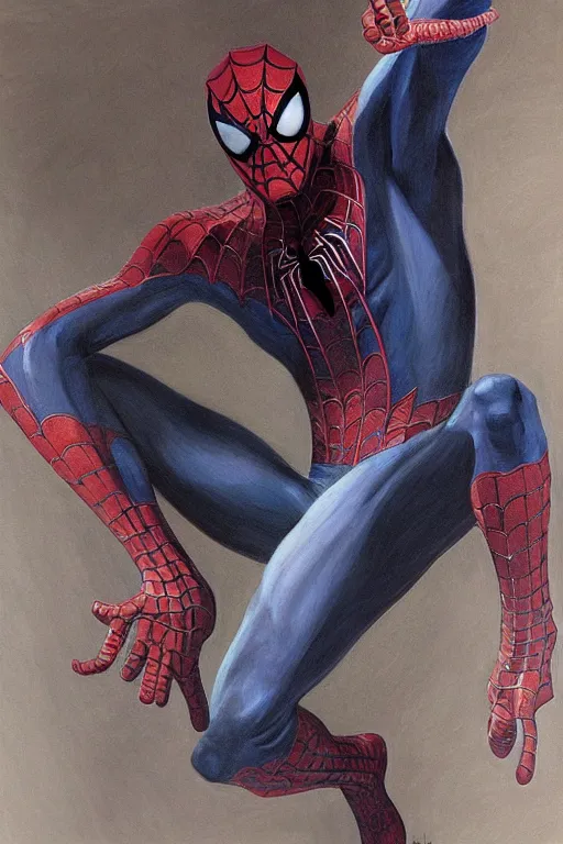 Image similar to portrait of spiderman, by giancola, very detailed art, elegant, sophisticated, high resolution, smooth