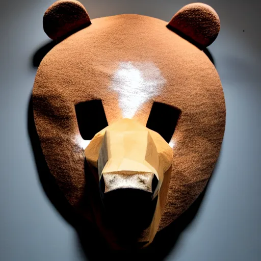 Image similar to mask of bear, studio photo, soft lighting