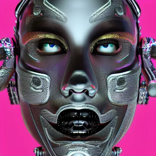 Image similar to Soundcloud robot rapper full of face tattoos and grills in its teeth, designed by Luigi Colani, smooth curvature design, ultra detailed, highly capsuled, detailed full body concept art, digital art, detailed intricate elegant, octane render, futuristic, led lights, 8k, 100 mm lens