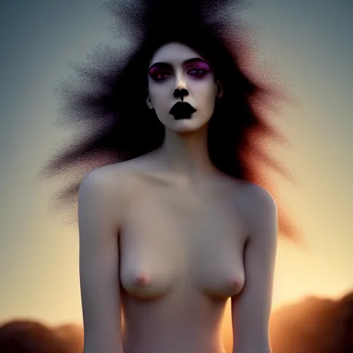 Image similar to photographic portrait of a stunningly beautiful goth emo female in soft dreamy light at sunset, contemporary fashion shoot, by edward robert hughes, annie leibovitz and steve mccurry, david lazar, jimmy nelsson, breathtaking, 8 k resolution, extremely detailed, beautiful, establishing shot, artistic, hyperrealistic, beautiful face, octane render