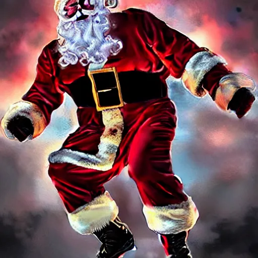 Image similar to santa becomes darkness destroyer of worlds, horrifying art