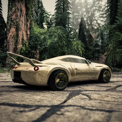 Prompt: a fancy alien sports car abandoned on magical biome, unreal render, unreal engine 5, octane render, enchanted plants, cinematic, intricate, ornate, photorealistic, ultra detailed, realistic, 1 0 0 mm, photography, octane, high definition, depth of field, bokeh, 8 k, behance, trending on artstation