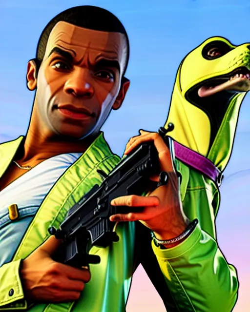 Image similar to gta 5, grand theft auto 5 cover art of lucio from overwatch