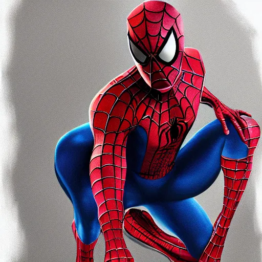 Prompt: spiderman, highly detailed, trending on artstation, digital painting
