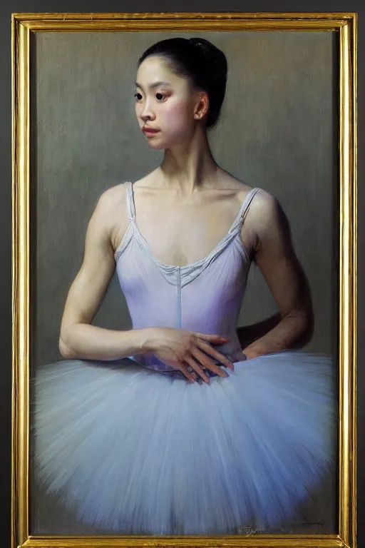 Image similar to portrait of a gorgeous graceful young filipina prima ballerina, by donato giancola and berthold woltze.