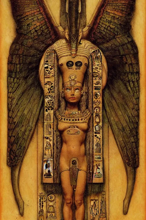 Image similar to occult diagram of mayan and egyptian art by wayne barlowe, gustav moreau, goward,  Gaston Bussiere and roberto ferri, santiago caruso, and austin osman spare, ((((occult art))))