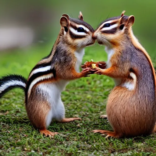 Prompt: two chipmunks fighting over a morsel of food