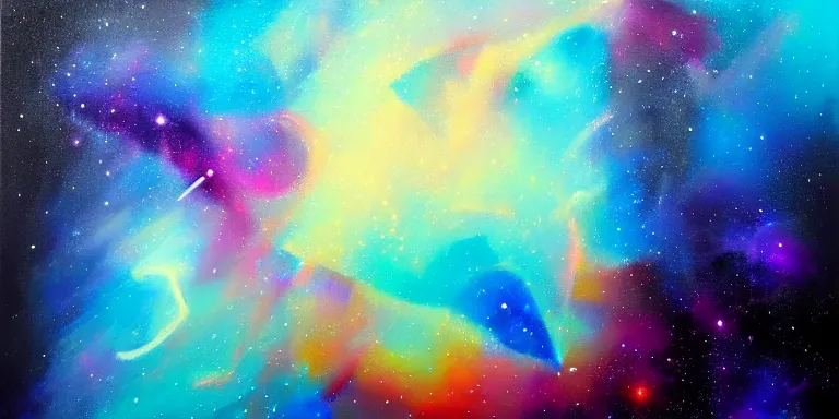 Image similar to a beautiful dramatic abstract acrylic high contrast painting on a white background of geometric shaped nebula by viktoria lapteva trending on artstation